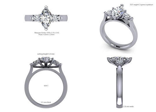 Marquise diamond trilogy CAD