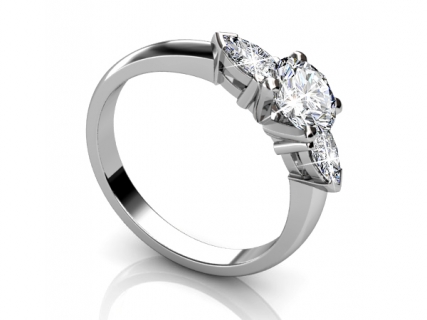 round center diamond trilogy ring MW61 profile view