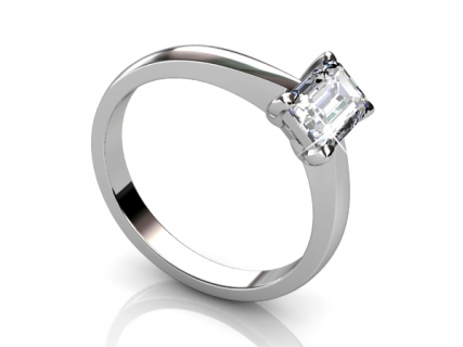 white gold emerald cut diamond rings SWF07 profile view