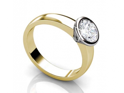 Gold engagement ring SYR16 rub-over setting profile view