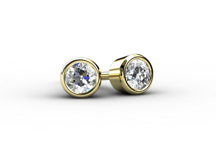 Gold diamond earrings ERBY02 front view 