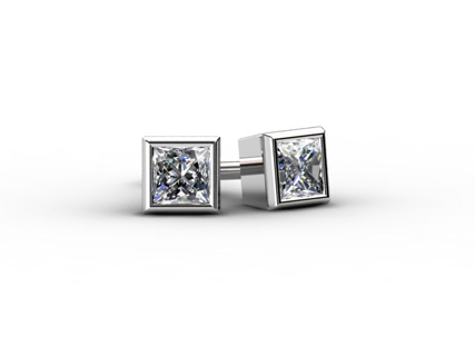 Princess cut earrings EPBP02 front view