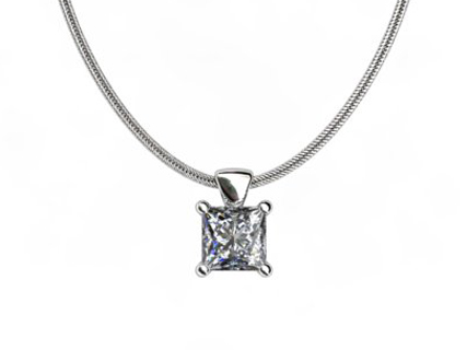 Princess prong PPCW01 white gold chain and pendant view