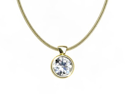 yellow gold round bezel pendent with chain PRBY01 