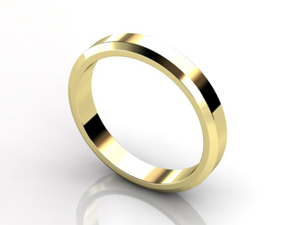 Mens wedding ring gold WLY01 bevelled image view
